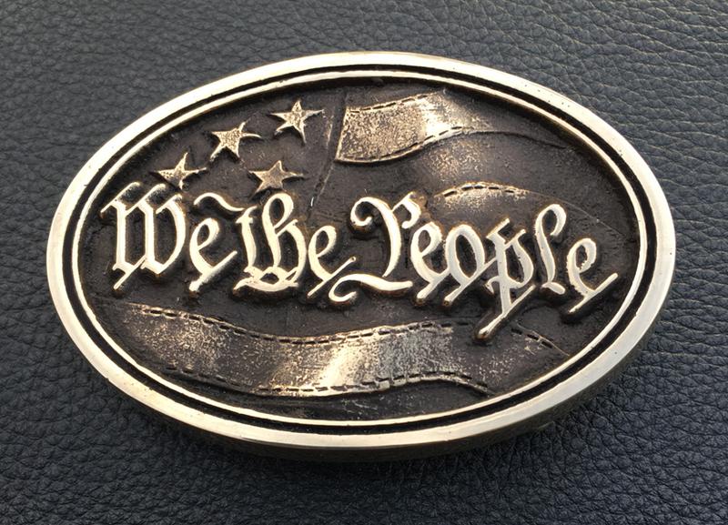We the People American Flag Old Glory Brass Belt Buckle Made in the USA